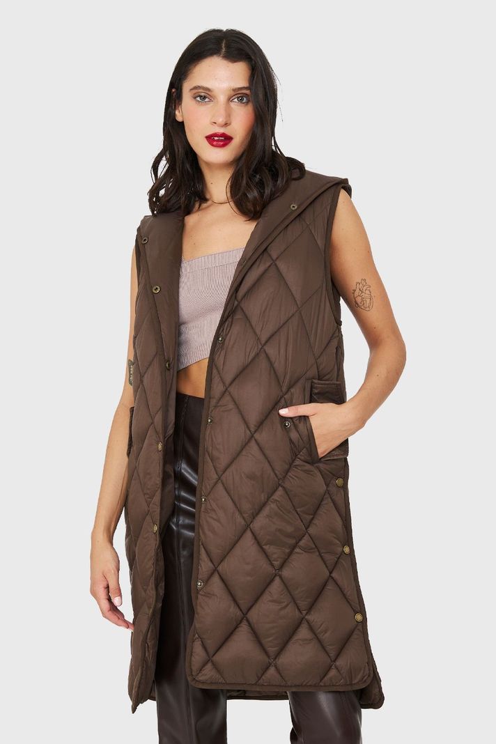 Parka Sin Mangas Quilt Marrón Nicopoly-4