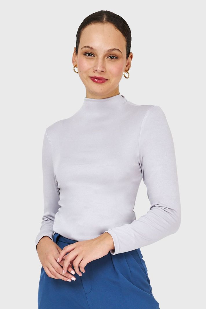 Polera Cuello Alto Gris Nicopoly-0