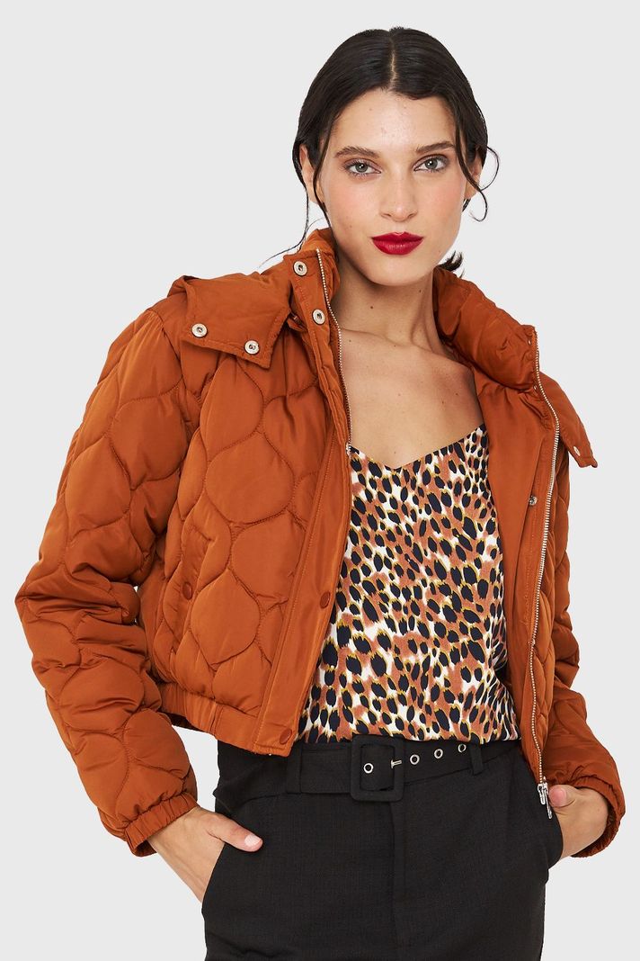 Parka Corta Quilt Con Gorro Óxido Nicopoly-0
