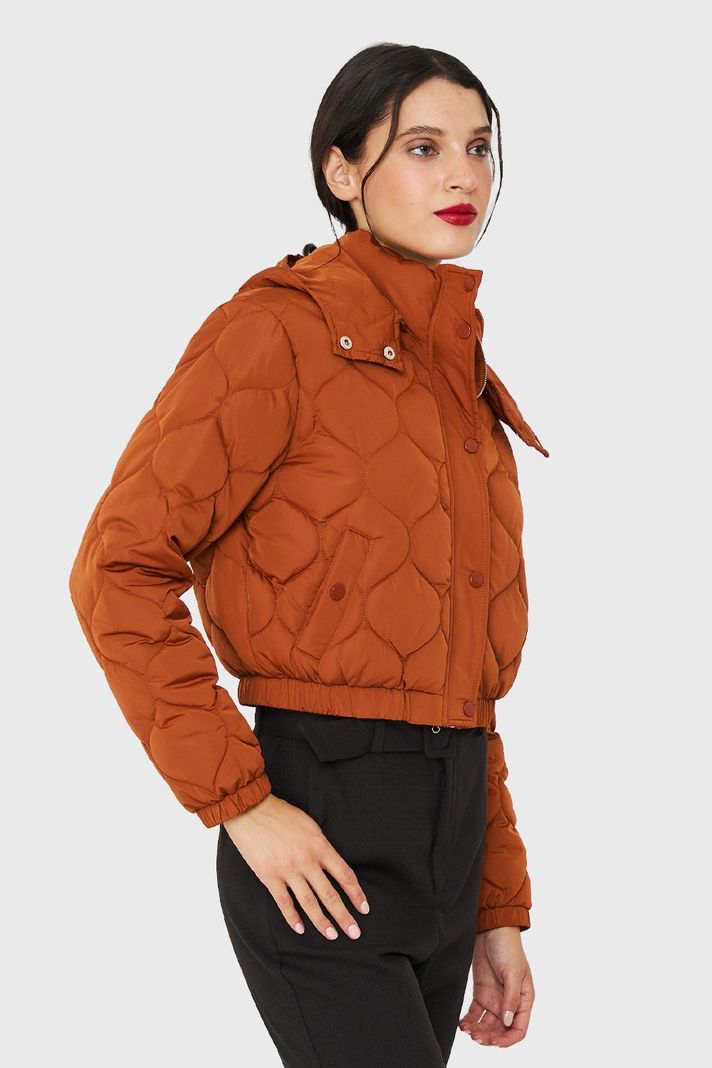 Parka Corta Quilt Con Gorro Óxido Nicopoly-2