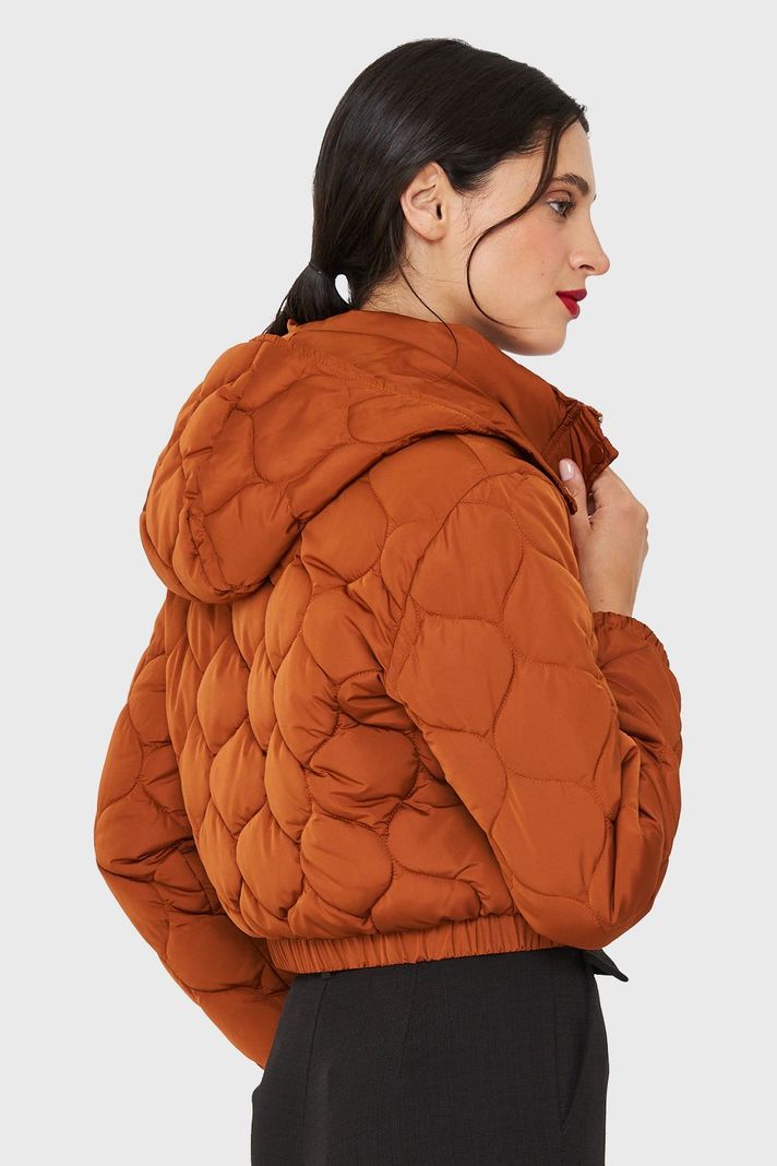 Parka Corta Quilt Con Gorro Óxido Nicopoly-3