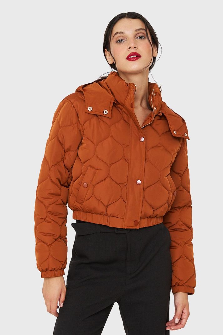 Parka Corta Quilt Con Gorro Óxido Nicopoly-4