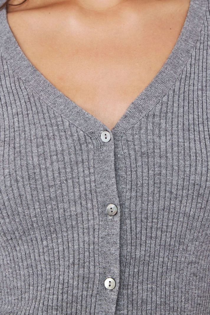 Cárdigan Botones Acanalado Gris Nicopoly-5