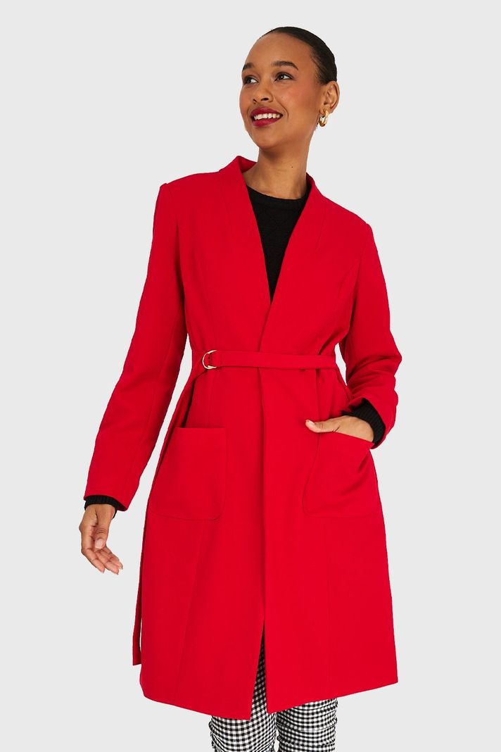 Blazer Largo De Tope Rojo Nicopoly-4