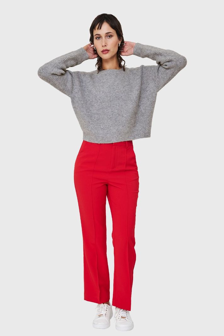 Sweater Crop Acanalado Gris Nicopoly-1