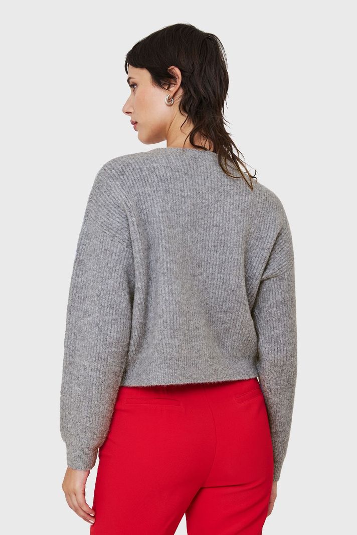 Sweater Crop Acanalado Gris Nicopoly-3