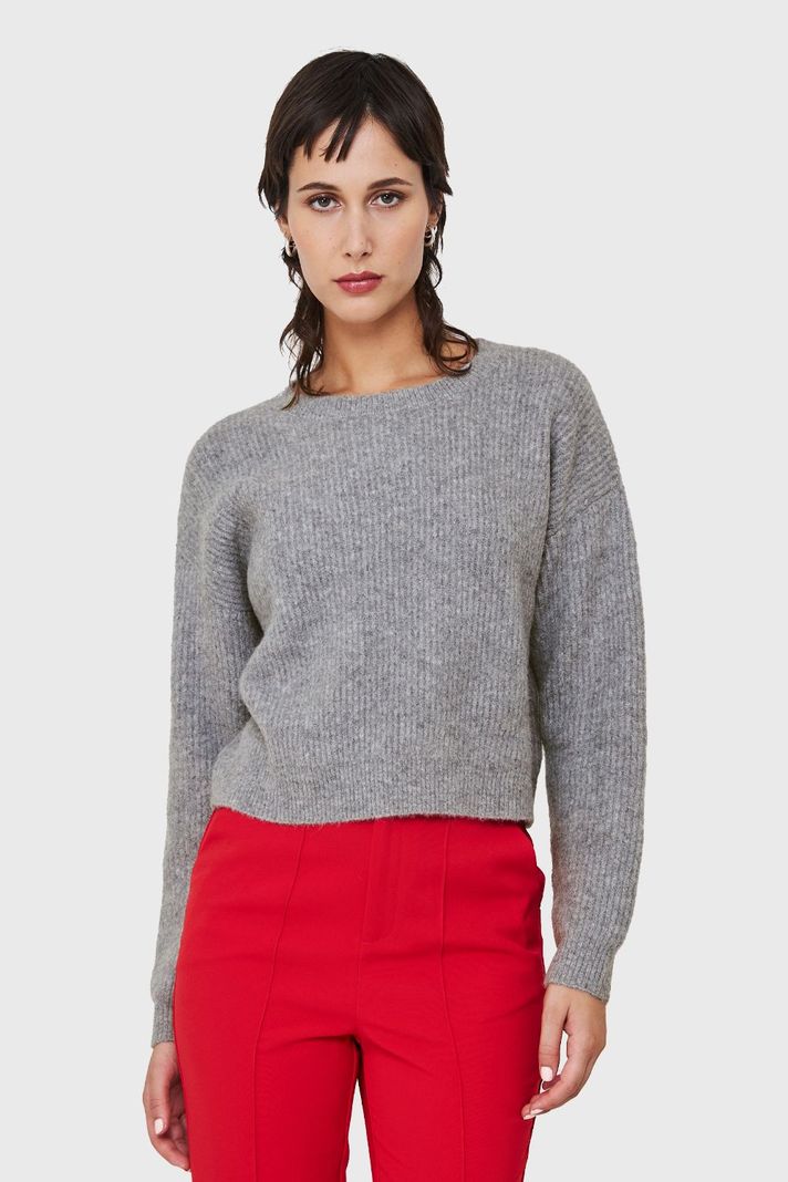 Sweater Crop Acanalado Gris Nicopoly-4