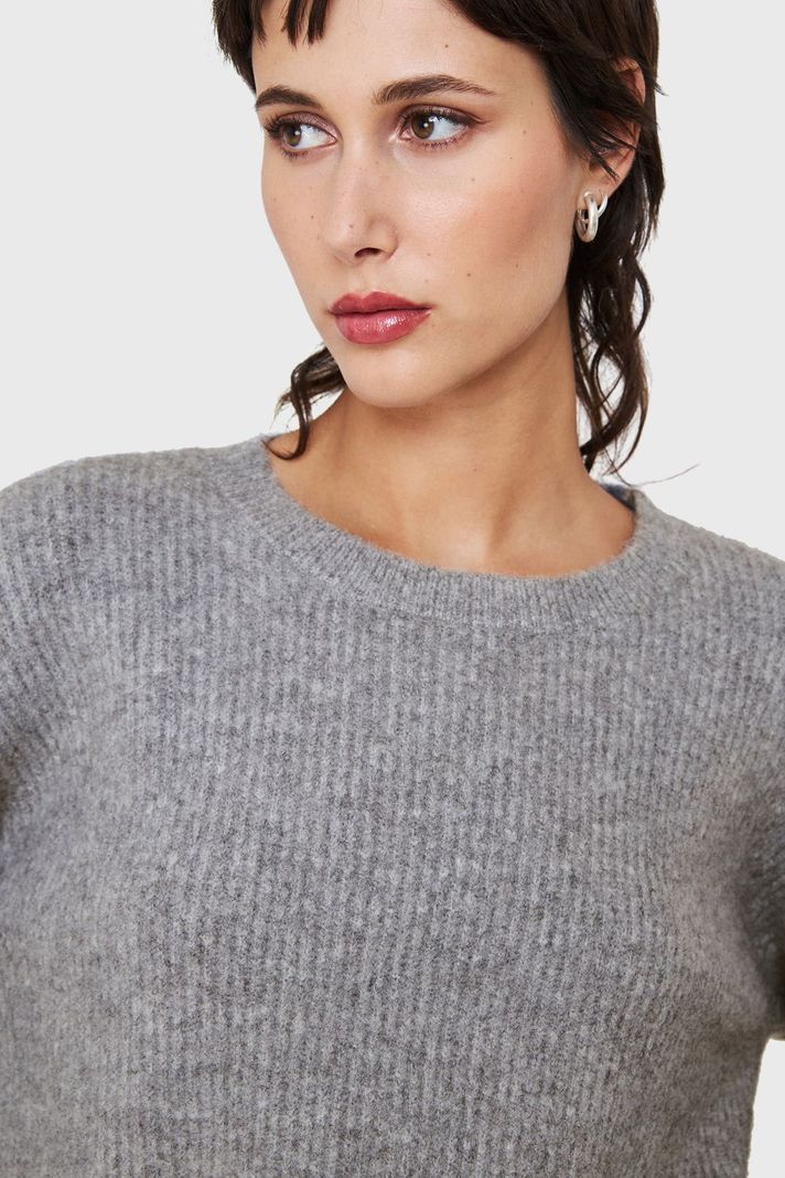 Sweater Crop Acanalado Gris Nicopoly-5