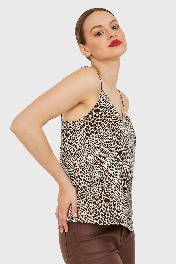 Top Básico Leopardo Tipo Satín Café Nicopoly-2
