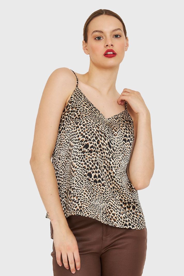 Top Básico Leopardo Tipo Satín Café Nicopoly-4