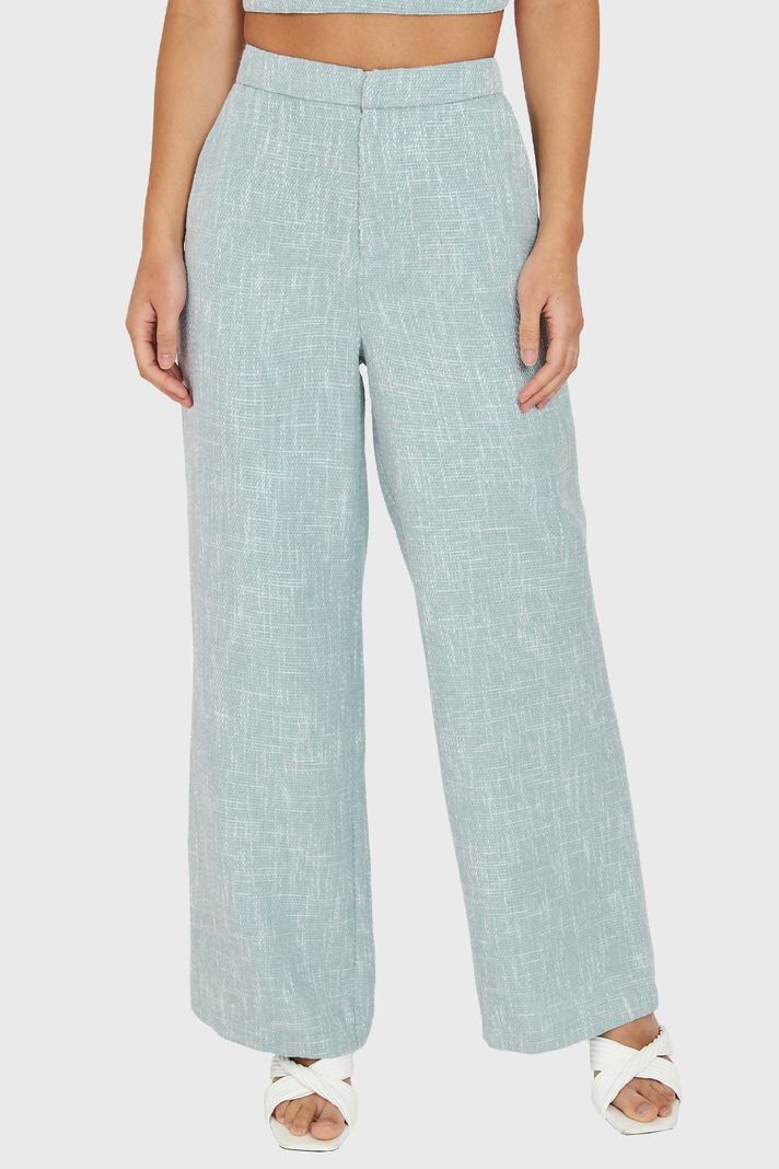 Pantalón Tiro Alto Jaspeado Celeste Nicopoly-0