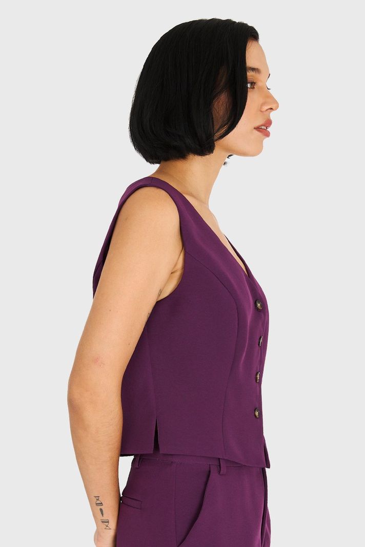 Gilet Básico 4 Botones Morado Nicopoly-2