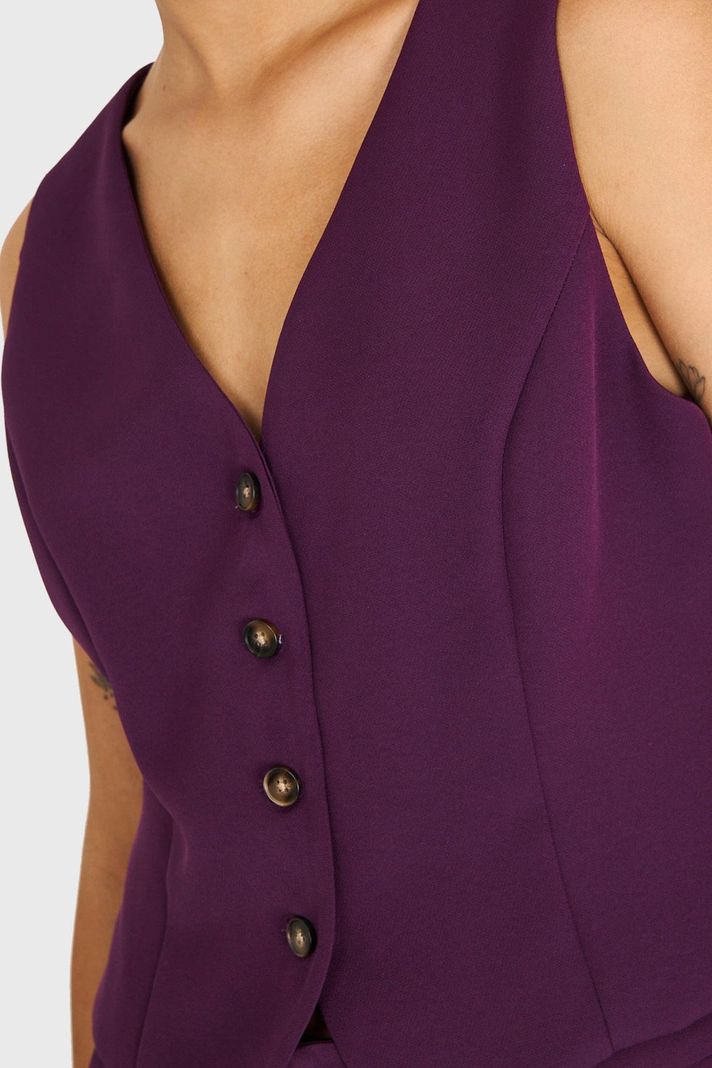 Gilet Básico 4 Botones Morado Nicopoly-5