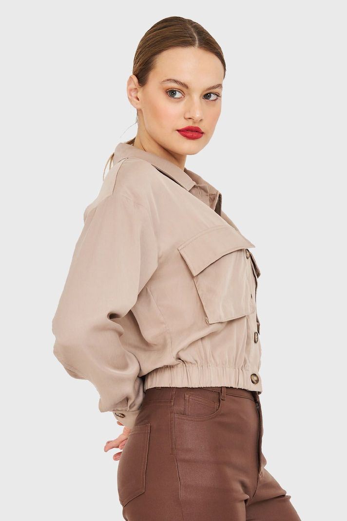 Blusa Bolsillos Cargo Khaki Nicopoly-2