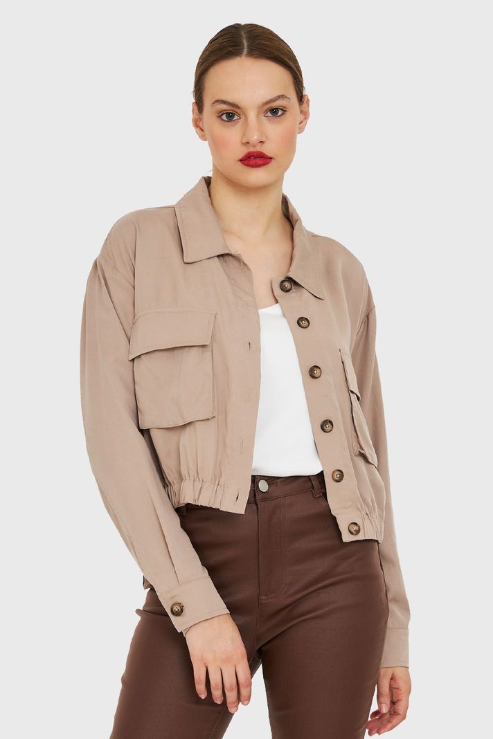 Blusa Bolsillos Cargo Khaki Nicopoly-4