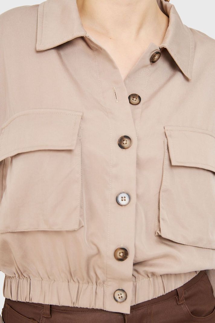 Blusa Bolsillos Cargo Khaki Nicopoly-5