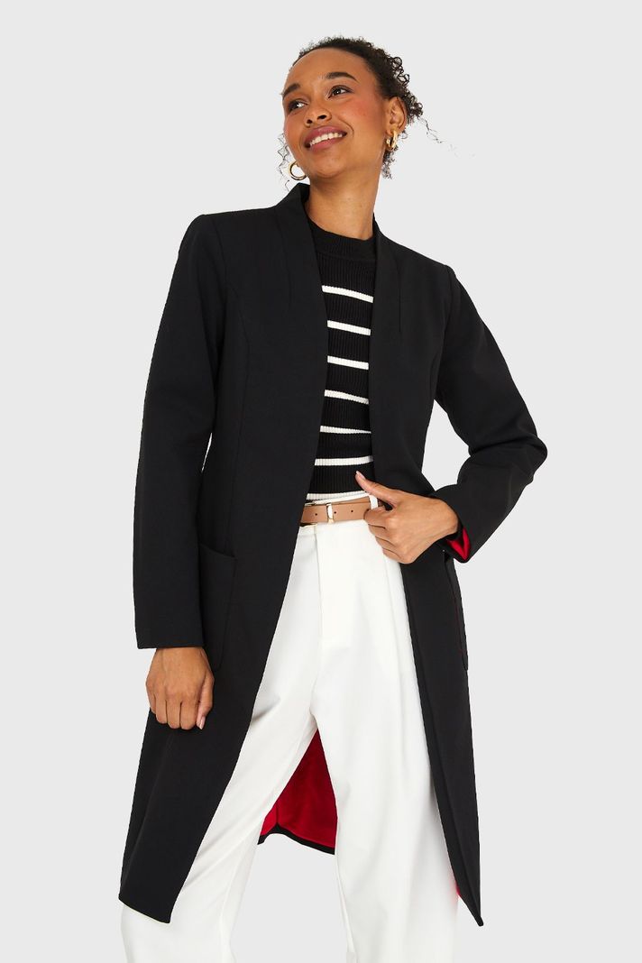 Blazer Largo De Tope Negro Nicopoly-0