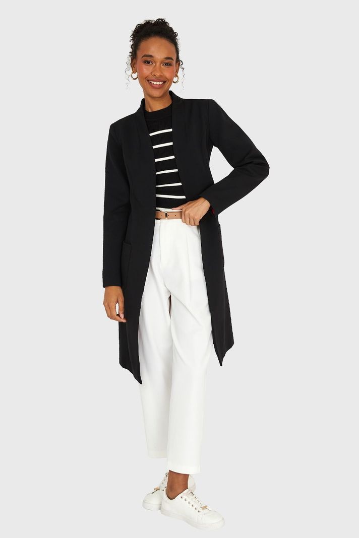 Blazer Largo De Tope Negro Nicopoly-1