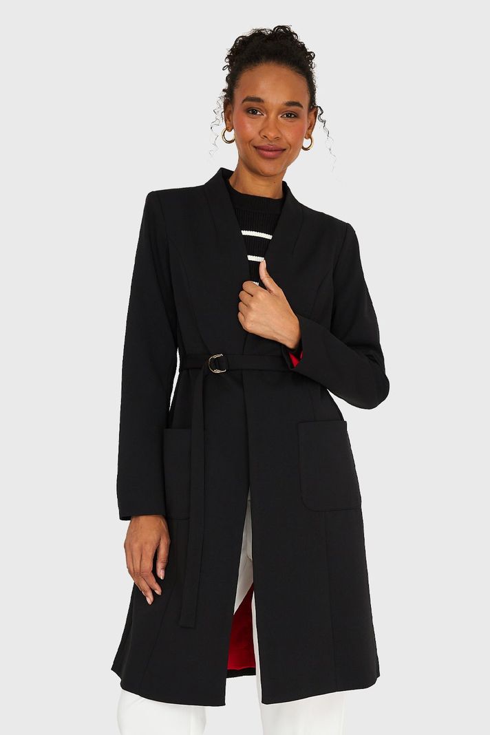 Blazer Largo De Tope Negro Nicopoly-4