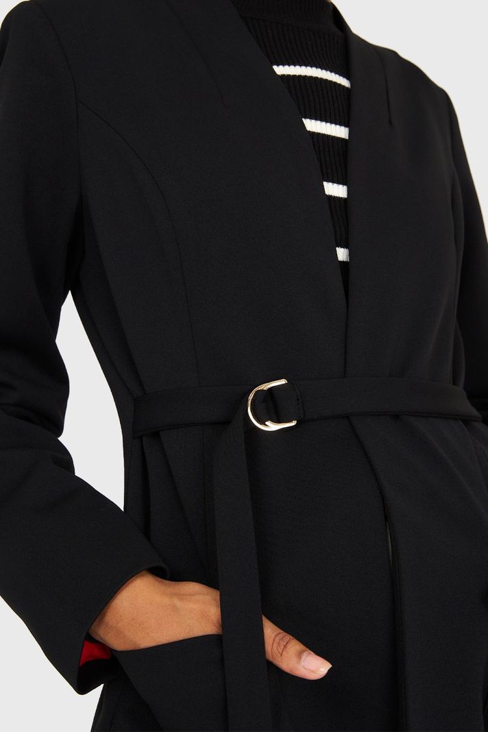 Blazer Largo De Tope Negro Nicopoly-5