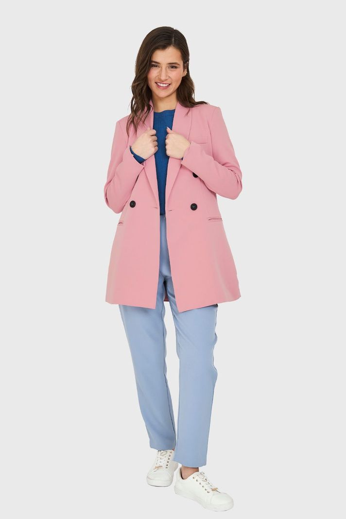 Blazer Largo 4 Botones Rosado Nicopoly-1