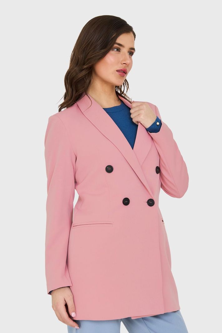 Blazer Largo 4 Botones Rosado Nicopoly-2