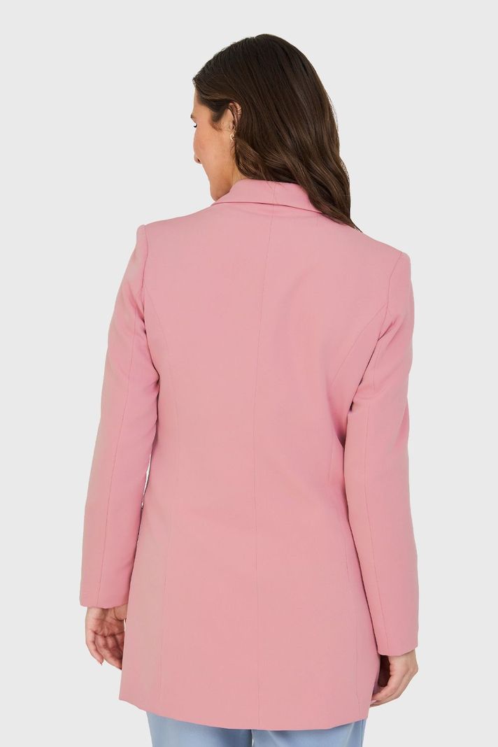 Blazer Largo 4 Botones Rosado Nicopoly-3
