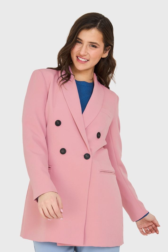 Blazer Largo 4 Botones Rosado Nicopoly-4