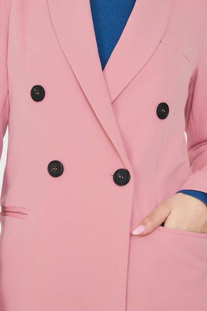 Blazer Largo 4 Botones Rosado Nicopoly-5