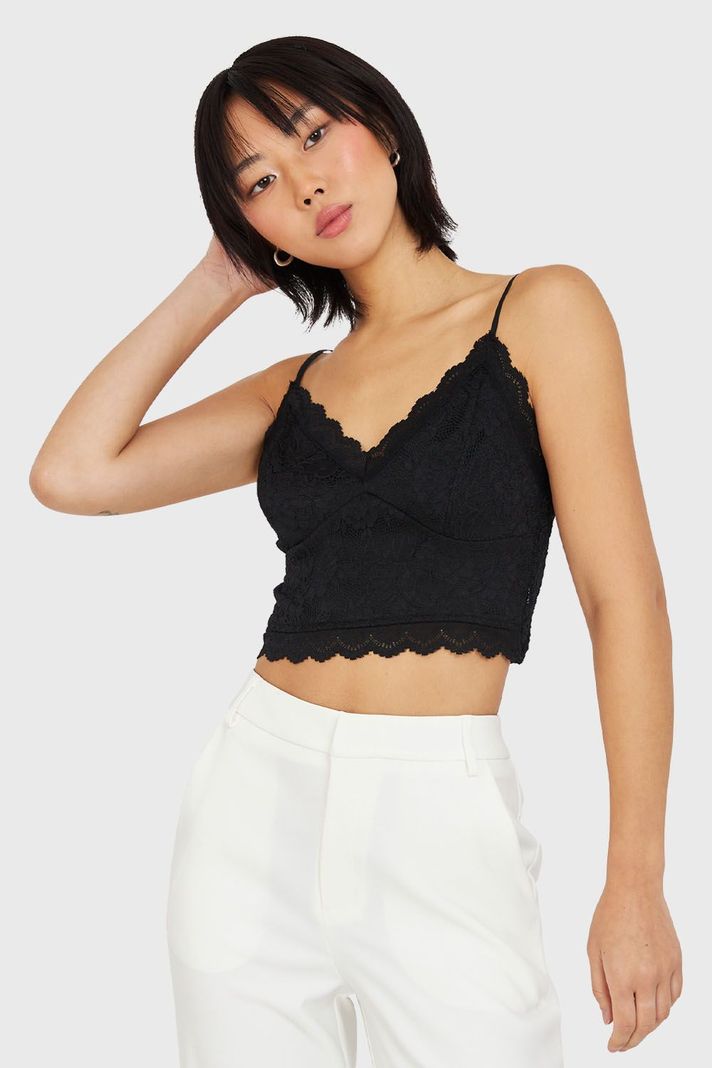Crop Encaje Negro Nicopoly-0