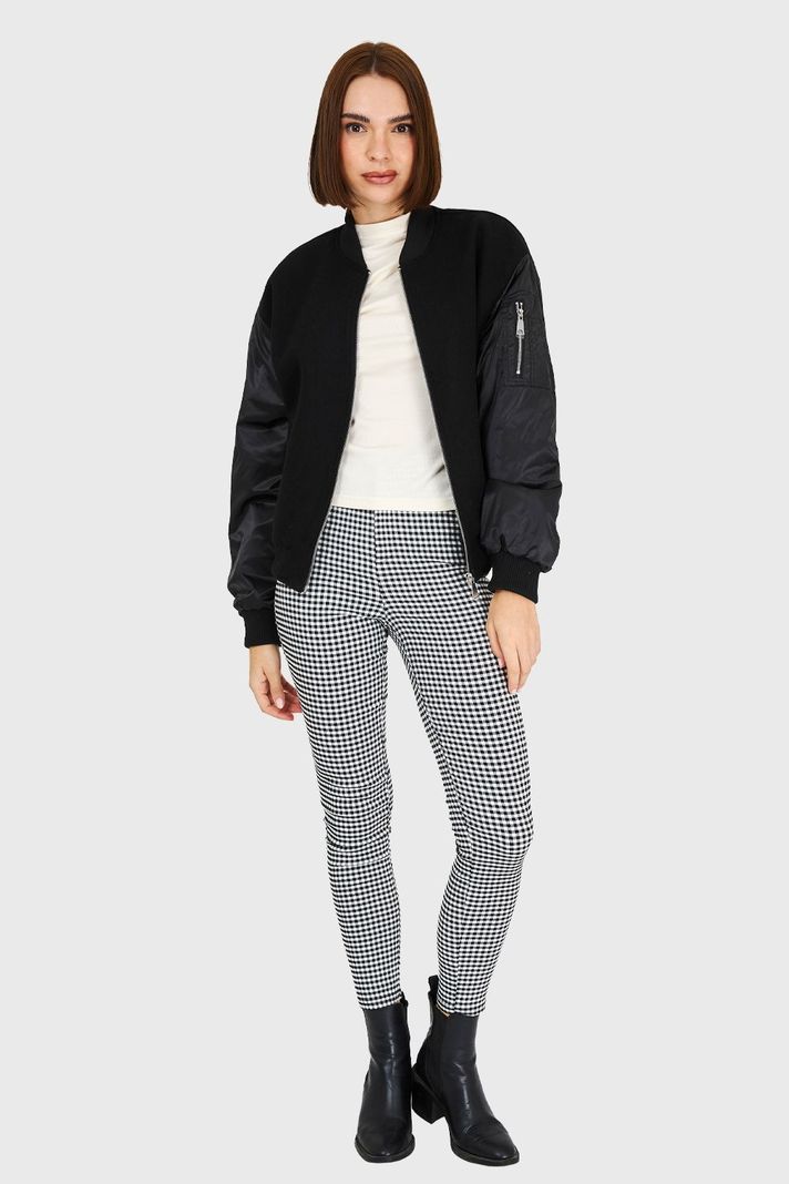 Bomber Tipo Lanilla Negro Nicopoly-1