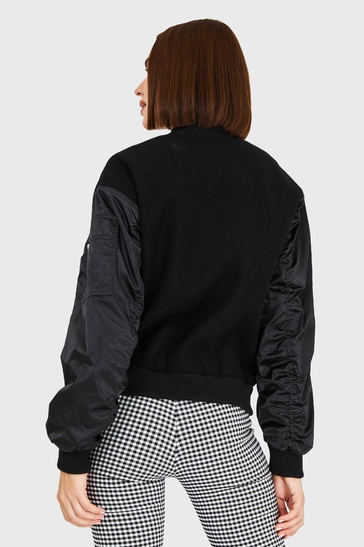 Bomber Tipo Lanilla Negro Nicopoly-3