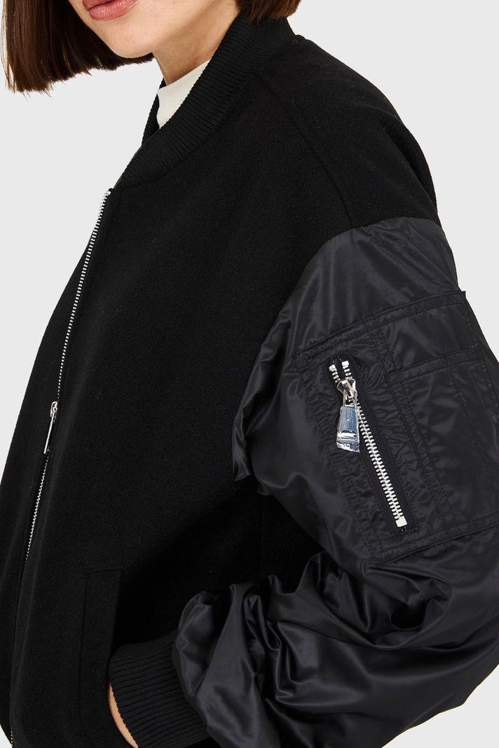 Bomber Tipo Lanilla Negro Nicopoly-5