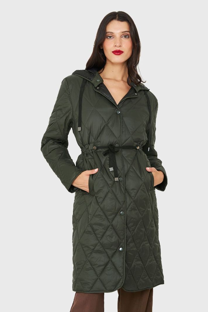 Parka Larga Quilt Cintura Ajustable Oliva Nicopoly-0