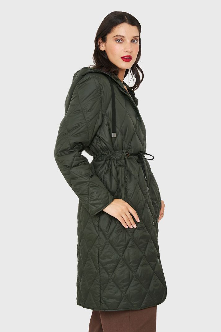 Parka Larga Quilt Cintura Ajustable Oliva Nicopoly-2