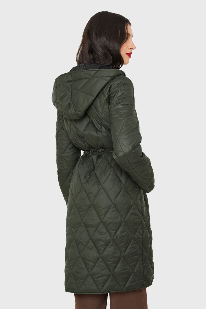 Parka Larga Quilt Cintura Ajustable Oliva Nicopoly-3