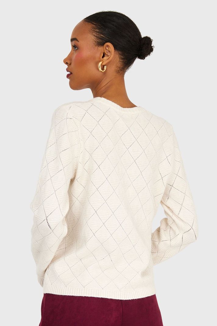 Sweater Diseño Rombos Blanco Invierno Nicopoly-3