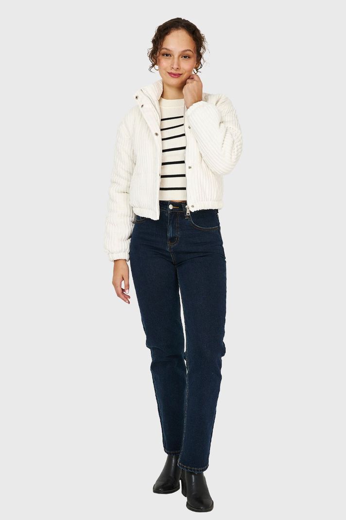 Chaqueta Puffer Cotelé Blanco Invierno Nicopoly-1