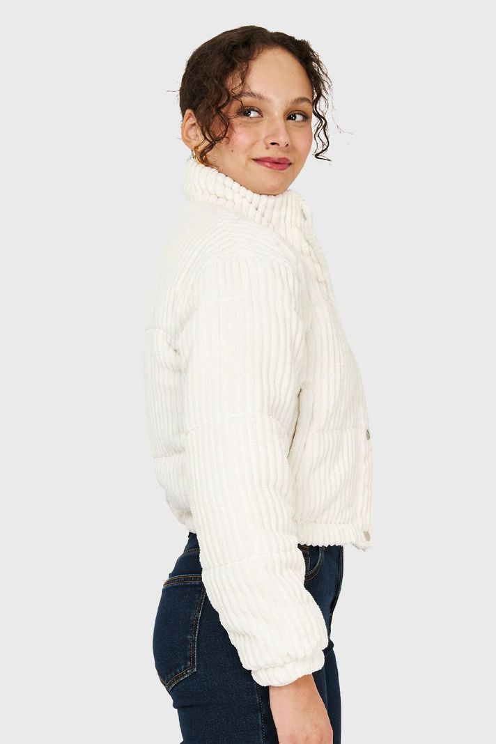 Chaqueta Puffer Cotelé Blanco Invierno Nicopoly-2