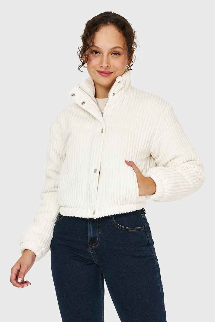 Chaqueta Puffer Cotelé Blanco Invierno Nicopoly-4