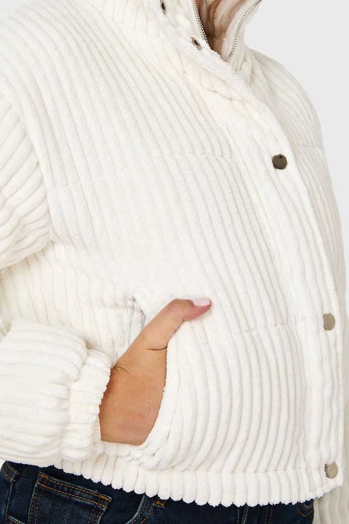 Chaqueta Puffer Cotelé Blanco Invierno Nicopoly-5