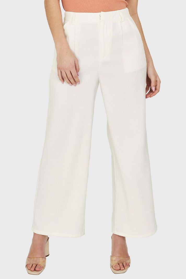 Pantalón Pinzas Tiro Alto Blanco Nicopoly-0