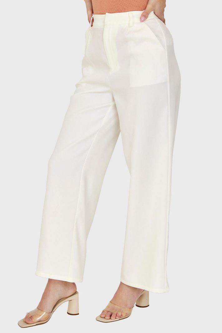 Pantalón Pinzas Tiro Alto Blanco Nicopoly-2