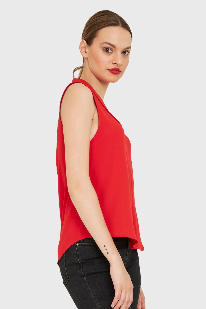 Blusa Escote V Sin Mangas Rojo Nicopoly-2