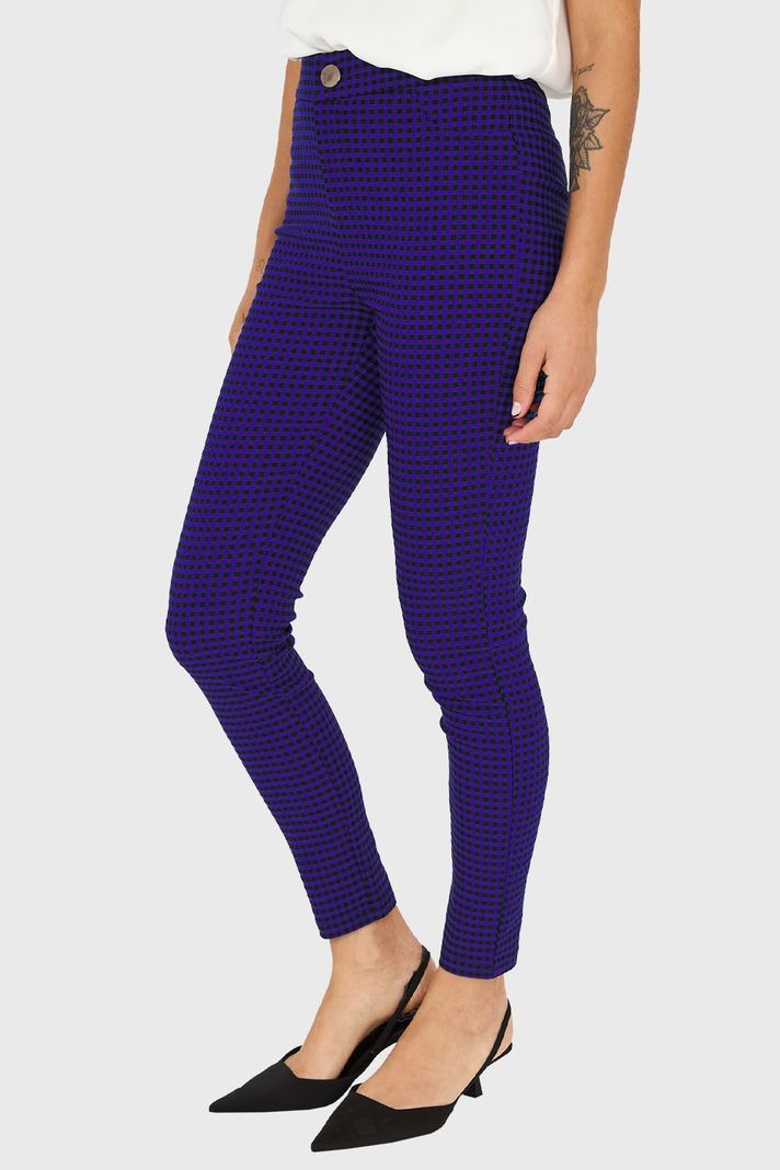 Calza Skinny Vichy Con Cierre Azul/Negro Nicopoly-2