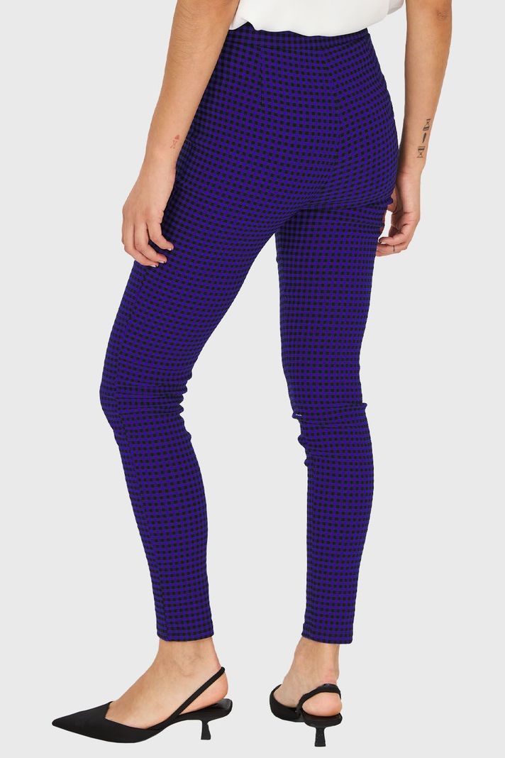 Calza Skinny Vichy Con Cierre Azul/Negro Nicopoly-3