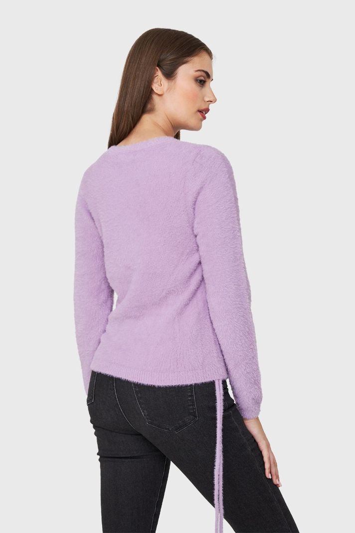 Sweater Peludo Recogido Lateral Lila Nicopoly-3