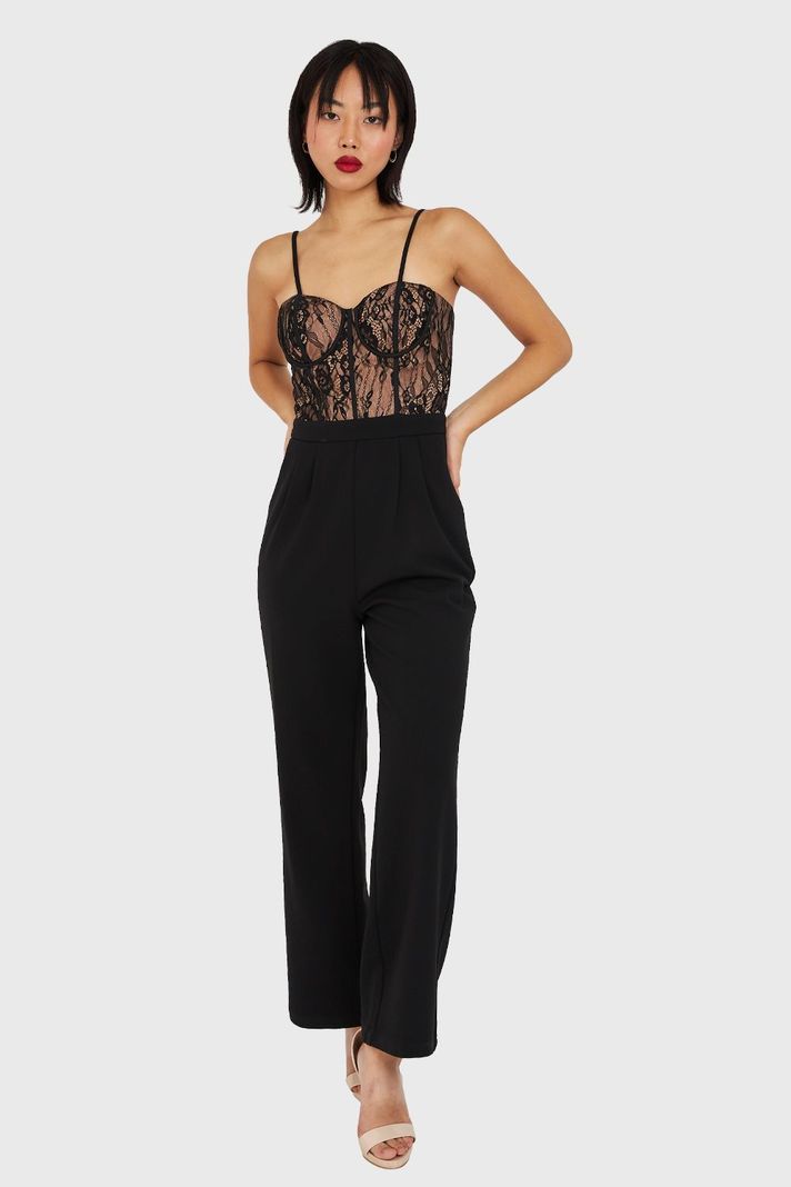 Enterito Bustier Encaje Negro Nicopoly-1