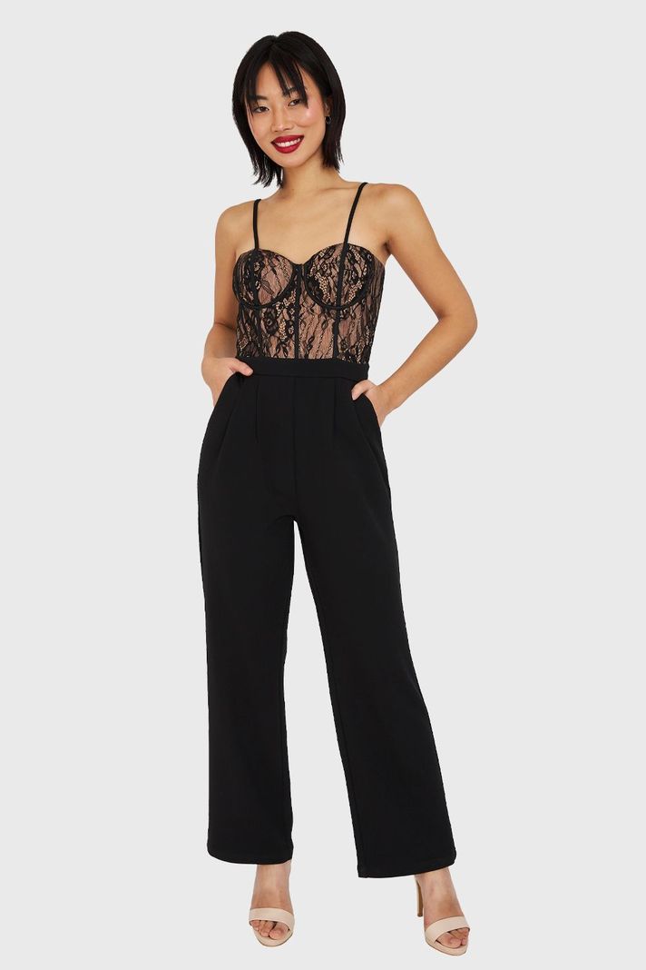 Enterito Bustier Encaje Negro Nicopoly-4