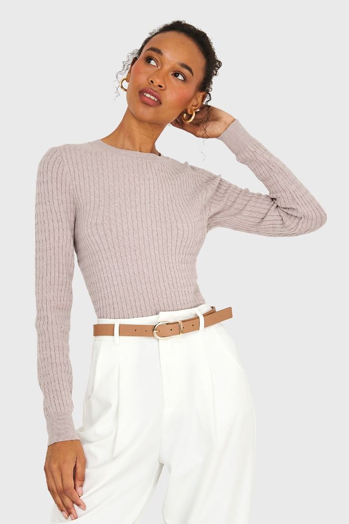 Sweater Diseño Cadenetas Khaki Nicopoly-0